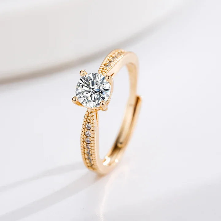 ANILLO PROMESA ENCHAPADO EN ORO ROSE DE 18K + ANILLO DIAMANTE PELUCHE