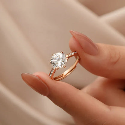 ANILLO PROMESA ENCHAPADO EN ORO ROSE DE 18K + ANILLO DIAMANTE PELUCHE